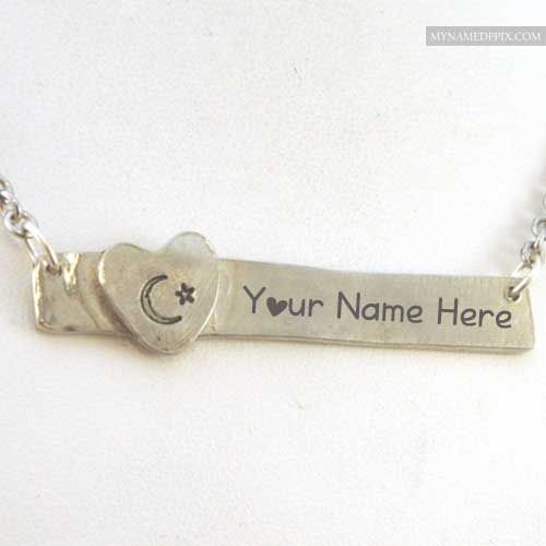 Write your name on moon heart necklace profile image create free